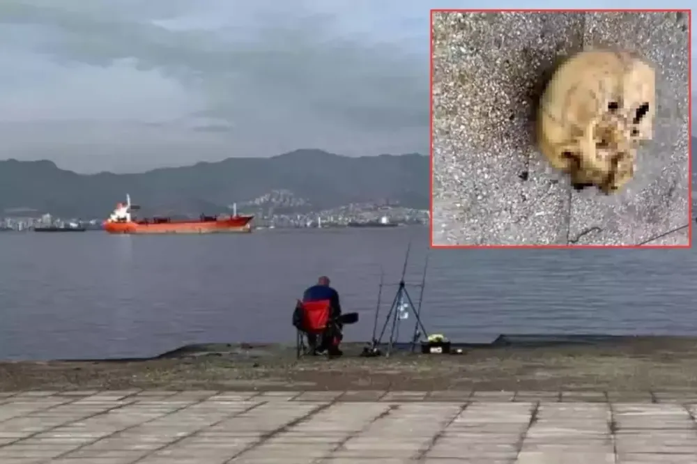 Balık tutan bir balıkçının oltasına insana ait kafatası takıldı