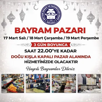 BAYRAM PAZARI 3 GÜN KURULACAK